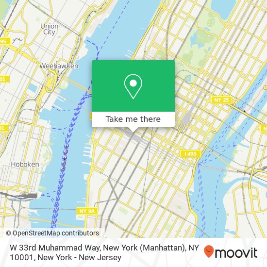 Mapa de W 33rd Muhammad Way, New York (Manhattan), NY 10001