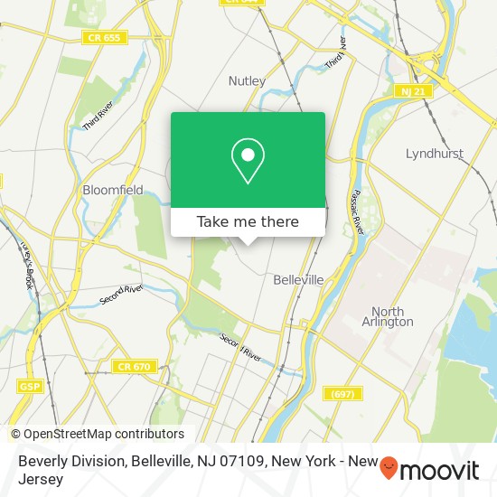 Mapa de Beverly Division, Belleville, NJ 07109