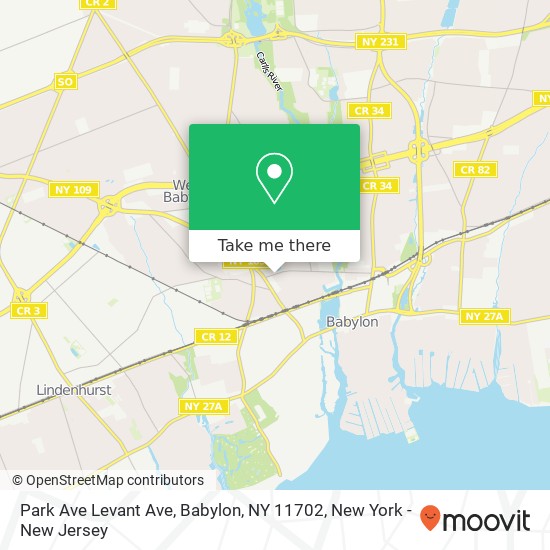 Park Ave Levant Ave, Babylon, NY 11702 map