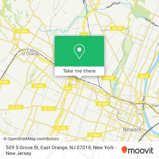 Mapa de 509 S Grove St, East Orange, NJ 07018