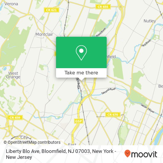 Mapa de Liberty Blo Ave, Bloomfield, NJ 07003
