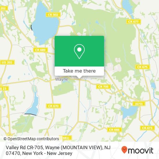 Mapa de Valley Rd CR-705, Wayne (MOUNTAIN VIEW), NJ 07470