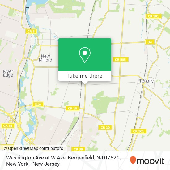Mapa de Washington Ave at W Ave, Bergenfield, NJ 07621