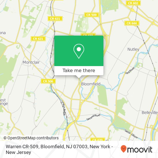 Mapa de Warren CR-509, Bloomfield, NJ 07003