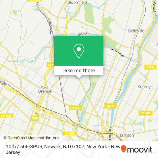 Mapa de 10th / 506-SPUR, Newark, NJ 07107