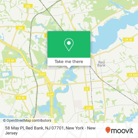 Mapa de 58 May Pl, Red Bank, NJ 07701