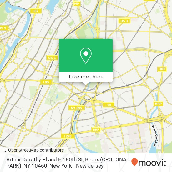 Arthur Dorothy Pl and E 180th St, Bronx (CROTONA PARK), NY 10460 map