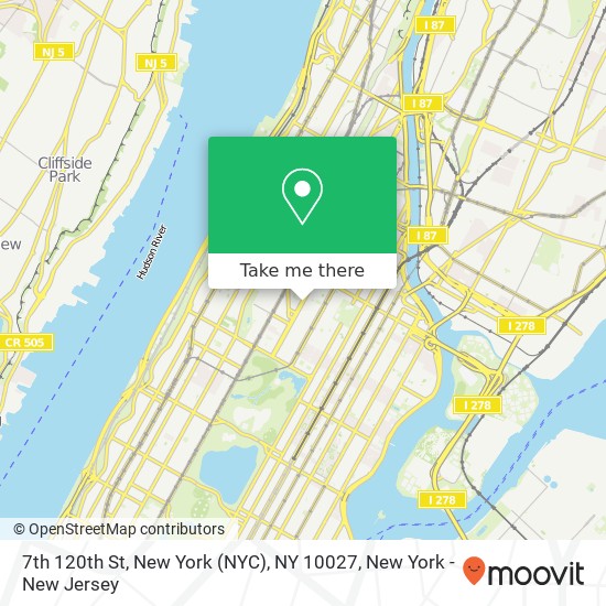 7th 120th St, New York (NYC), NY 10027 map