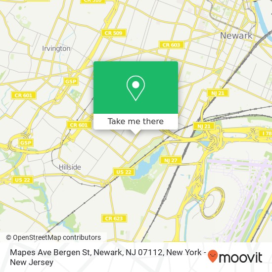 Mapa de Mapes Ave Bergen St, Newark, NJ 07112