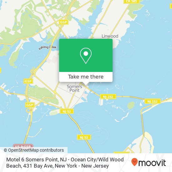Motel 6 Somers Point, NJ - Ocean City / Wild Wood Beach, 431 Bay Ave map