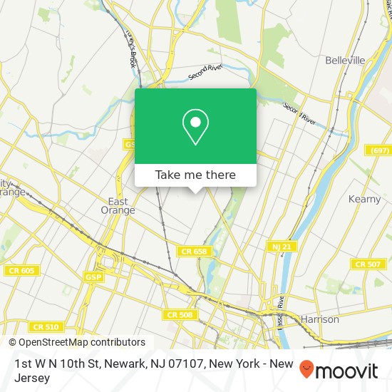 Mapa de 1st W N 10th St, Newark, NJ 07107