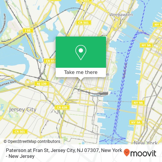 Paterson at Fran St, Jersey City, NJ 07307 map
