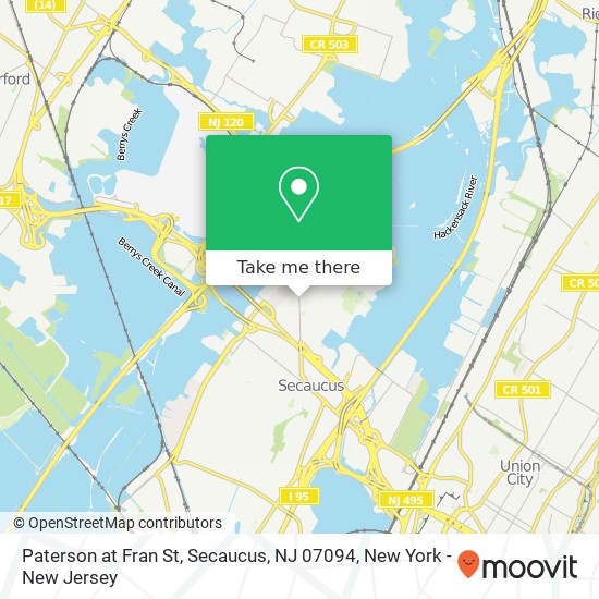 Mapa de Paterson at Fran St, Secaucus, NJ 07094