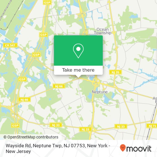 Mapa de Wayside Rd, Neptune Twp, NJ 07753