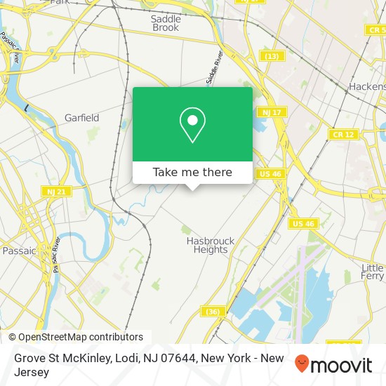 Mapa de Grove St McKinley, Lodi, NJ 07644