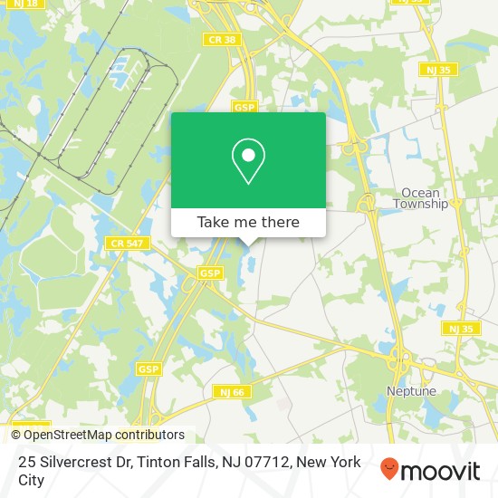 Mapa de 25 Silvercrest Dr, Tinton Falls, NJ 07712