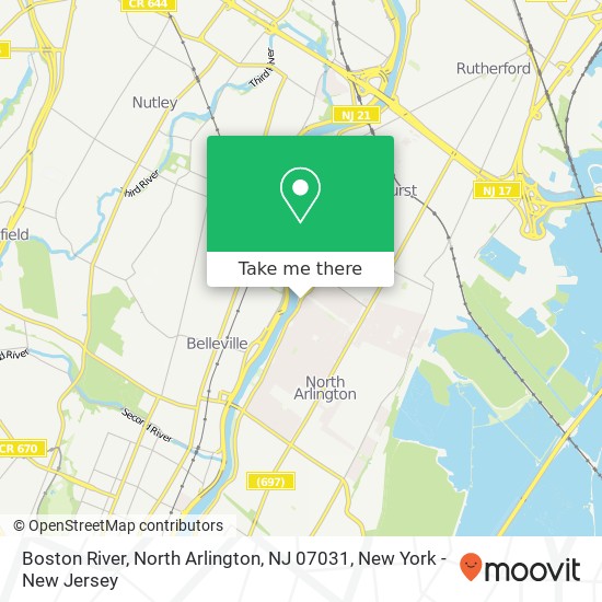 Mapa de Boston River, North Arlington, NJ 07031