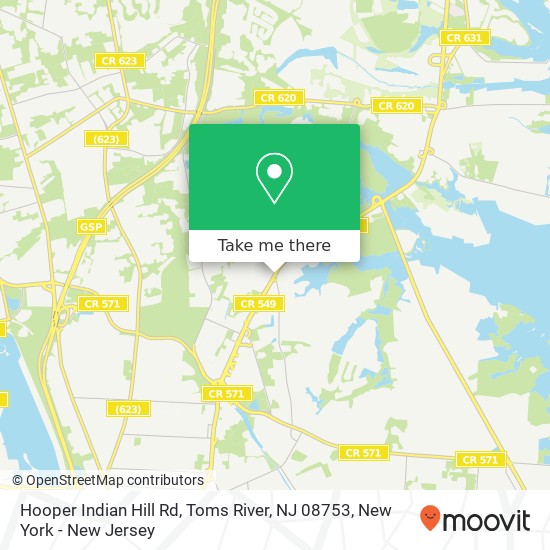 Mapa de Hooper Indian Hill Rd, Toms River, NJ 08753