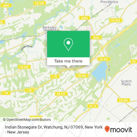 Mapa de Indian Stonegate Dr, Watchung, NJ 07069