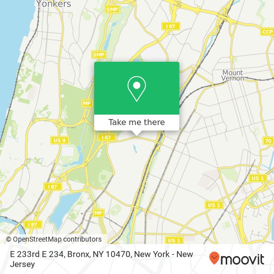 Mapa de E 233rd E 234, Bronx, NY 10470
