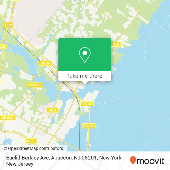 Mapa de Euclid Berkley Ave, Absecon, NJ 08201