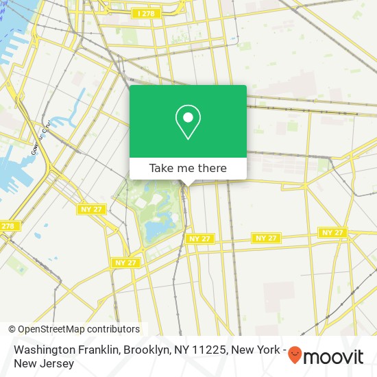 Mapa de Washington Franklin, Brooklyn, NY 11225