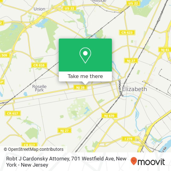 Robt J Cardonsky Attorney, 701 Westfield Ave map
