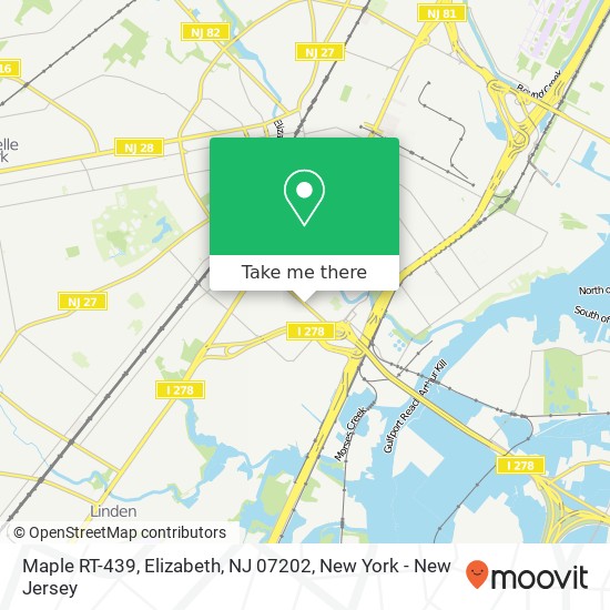 Mapa de Maple RT-439, Elizabeth, NJ 07202