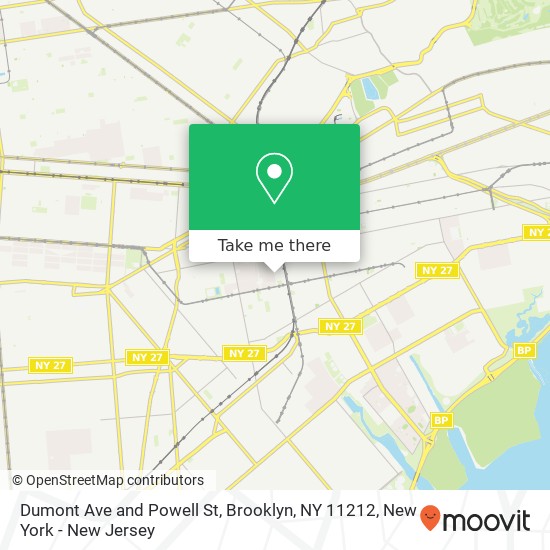 Mapa de Dumont Ave and Powell St, Brooklyn, NY 11212