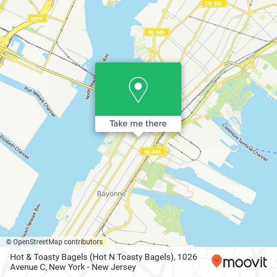 Mapa de Hot & Toasty Bagels (Hot N Toasty Bagels), 1026 Avenue C