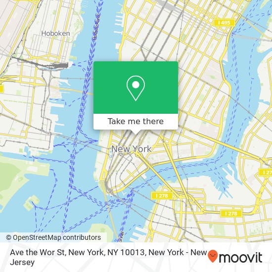 Ave the Wor St, New York, NY 10013 map