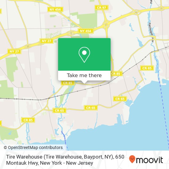 Mapa de Tire Warehouse (Tire Warehouse, Bayport, NY), 650 Montauk Hwy