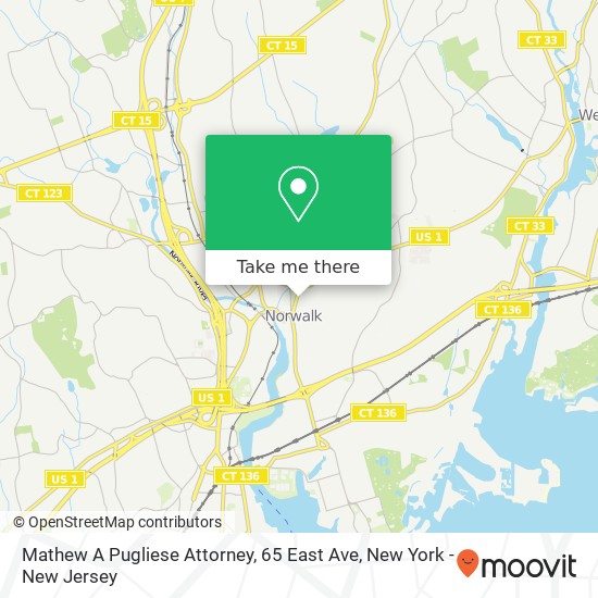Mathew A Pugliese Attorney, 65 East Ave map