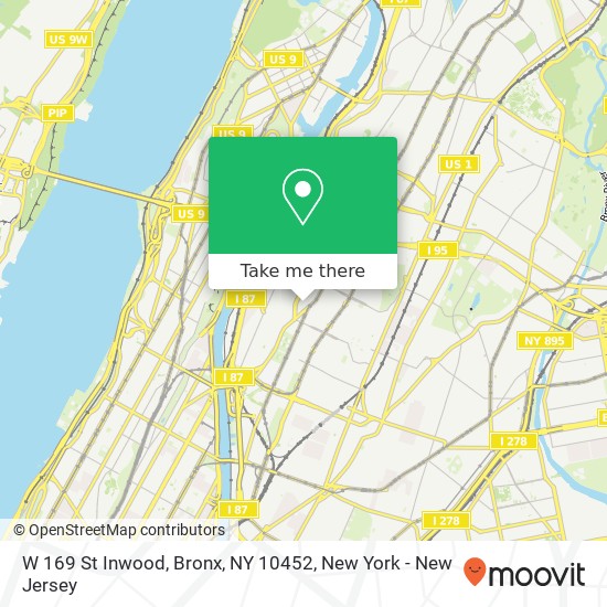 Mapa de W 169 St Inwood, Bronx, NY 10452