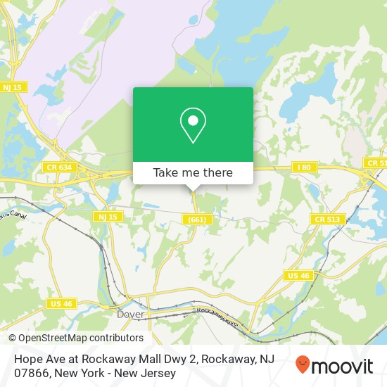 Mapa de Hope Ave at Rockaway Mall Dwy 2, Rockaway, NJ 07866