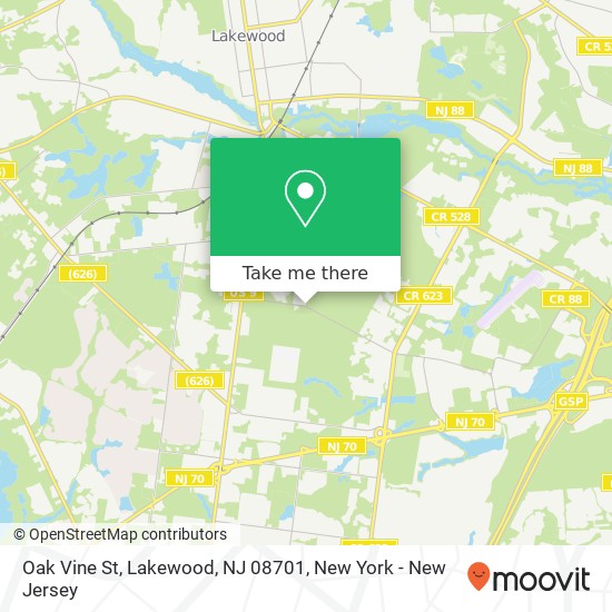 Mapa de Oak Vine St, Lakewood, NJ 08701