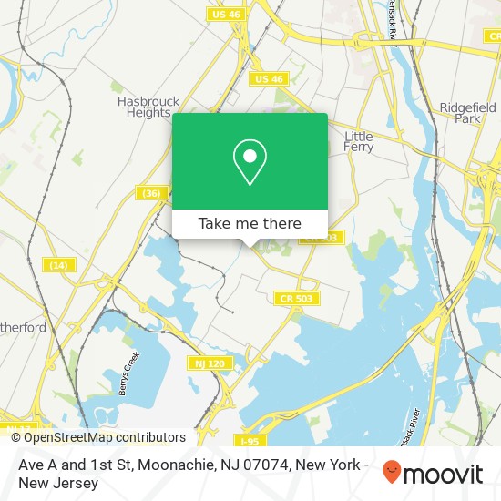 Ave A and 1st St, Moonachie, NJ 07074 map