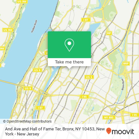 Mapa de And Ave and Hall of Fame Ter, Bronx, NY 10453