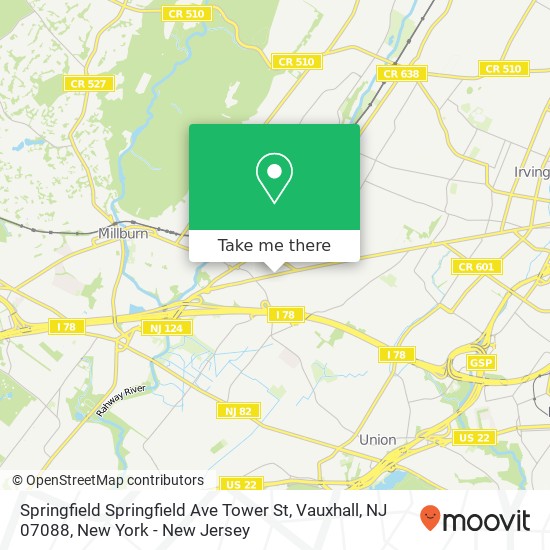 Springfield Springfield Ave Tower St, Vauxhall, NJ 07088 map