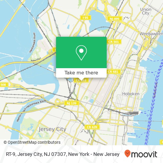 Mapa de RT-9, Jersey City, NJ 07307