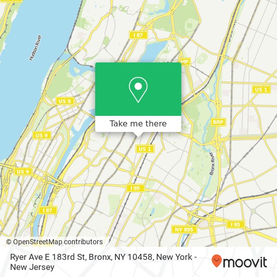 Mapa de Ryer Ave E 183rd St, Bronx, NY 10458