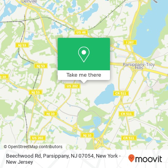 Mapa de Beechwood Rd, Parsippany, NJ 07054