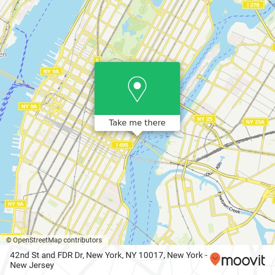 42nd St and FDR Dr, New York, NY 10017 map