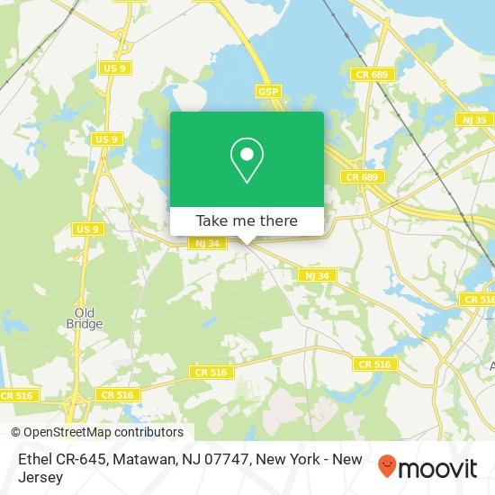 Mapa de Ethel CR-645, Matawan, NJ 07747