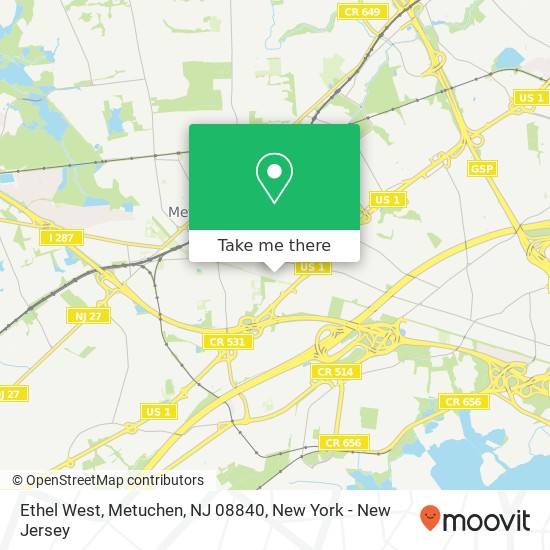 Mapa de Ethel West, Metuchen, NJ 08840