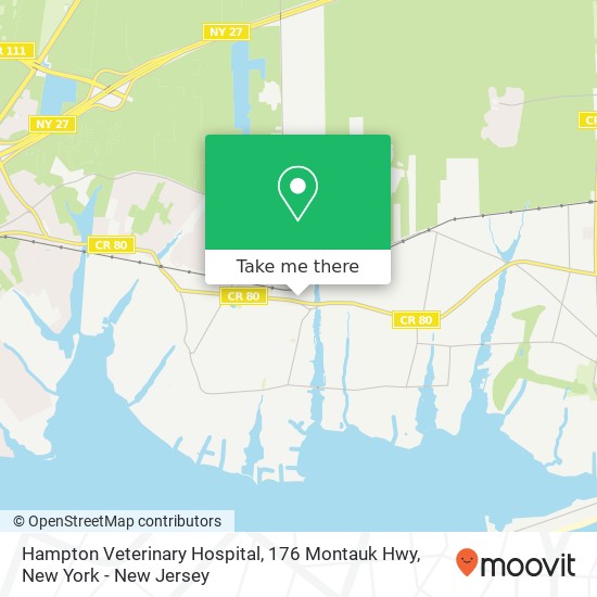 Hampton Veterinary Hospital, 176 Montauk Hwy map