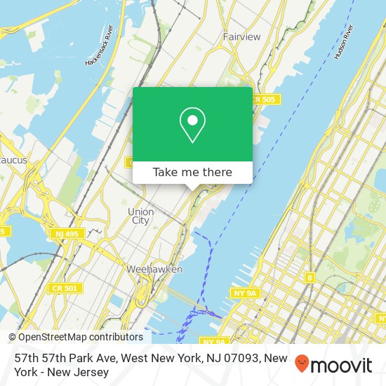Mapa de 57th 57th Park Ave, West New York, NJ 07093