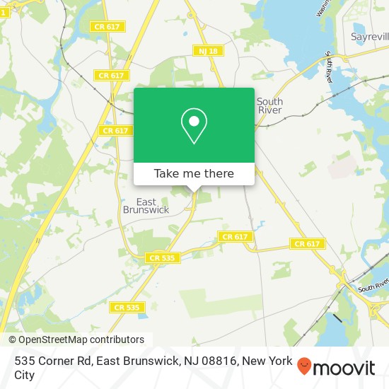 Mapa de 535 Corner Rd, East Brunswick, NJ 08816