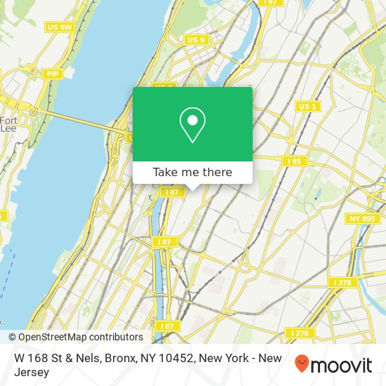 W 168 St & Nels, Bronx, NY 10452 map