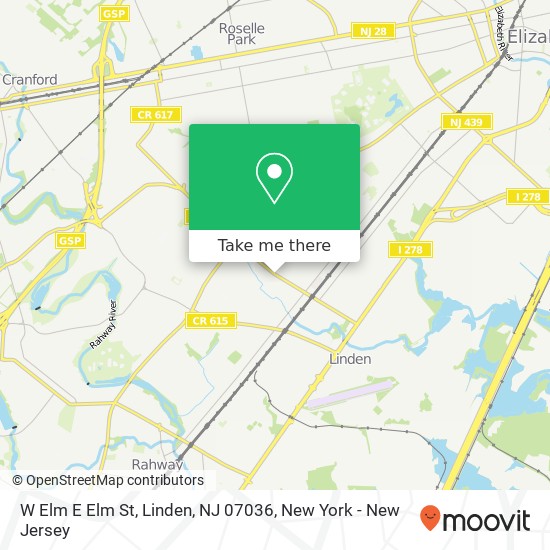 Mapa de W Elm E Elm St, Linden, NJ 07036